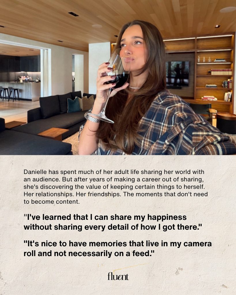 Danielle Bernstein in a modern living room wearing a plaid shirt